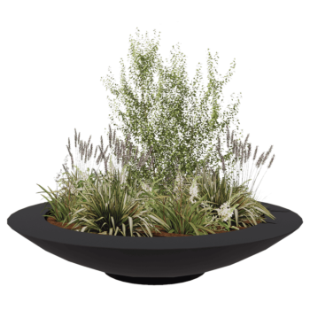 Fibreglass planter - Bowl - Ø 200 x 40 cm - RAL7021 matt (black grey) - With bottom