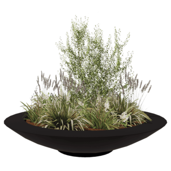 Fibreglass planter - Bowl - Ø 200 x 40 cm - RAL9005 matt (black) - With bottom