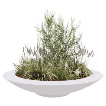 Fibreglass planter - Bowl - Ø 200 x 40 cm - RAL9010 matt (white) - With bottom