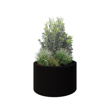 Fibreglass planter - Round - Ø 100 x 60 cm - RAL9005 matt (black) - With bottom