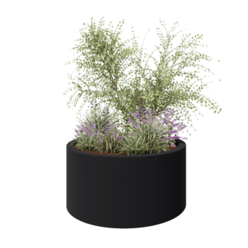 Fibreglass planter - Round - Ø 120 x 60 cm - RAL7021 matt (black grey) - With bottom