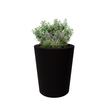 Fibreglass planter - Cone - Ø 89 x 100 cm - RAL9005 matt (black) - With bottom