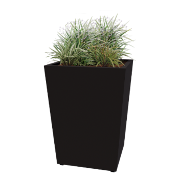 Steel planter - Cone - 80 x 80 x 101,5 cm - Welded - RAL9005 matt (black) - With bottom plate