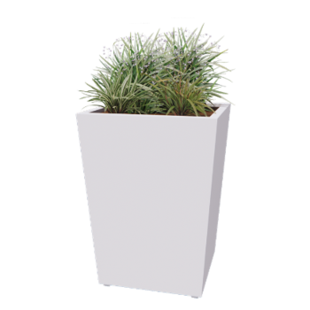 Steel planter - Cone - 80 x 80 x 101,5 cm - Welded - RAL9005 matt (white) - With bottom plate