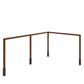Corten steel pergola - Corner - 600 x 412 x 242 cm - With concrete base