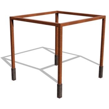 Corten steel pergola square setup 324 x 300 cm