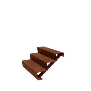 Corten steel stairs New York 3-step (width 100 cm)