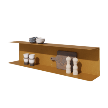 Steel wall shelf - C-shape - 120 x 20 x 28 cm - Gold