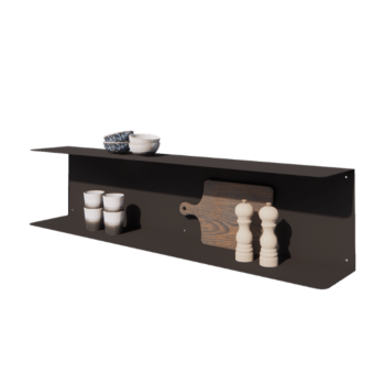 Steel wall shelf - C-shape - 120 x 20 x 28 cm - RAL9005 matt (black)