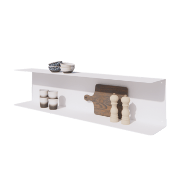 Steel wall shelf - C-shape - 120 x 20 x 28 cm - RAL9005 matt (white)