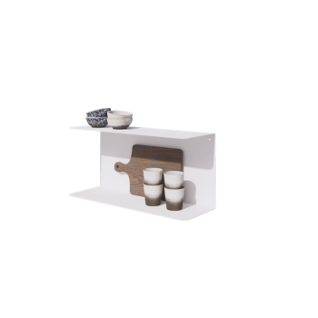 Steel wall shelf - C-shape - 60 x 20 x 28 cm - RAL9005 matt (white)