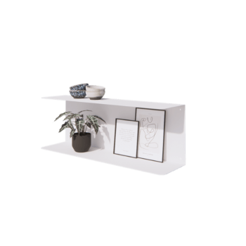 Steel wall shelf - C-shape - 80 x 20 x 28 cm - RAL9005 matt (white)