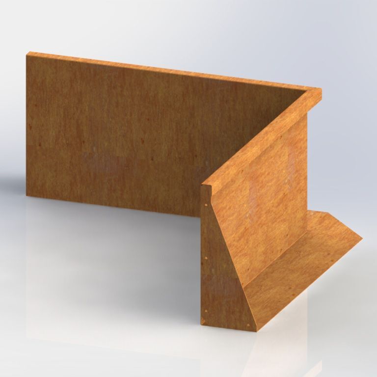 Corten steel retaining wall inside corner 100 x 100 cm (height 50 cm)