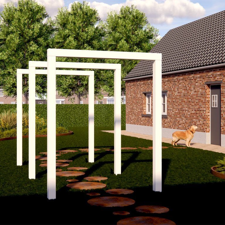 Powder-coated steel pergola straight 250 cm