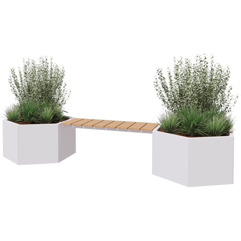 Powder coated steel planter with bench Vegas Denver