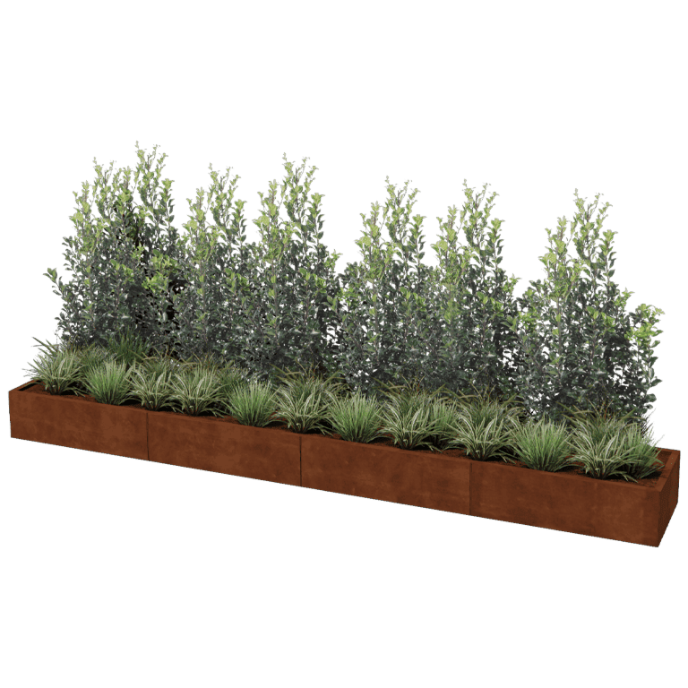 Corten steel planter Texas xxl 400 x 60 cm
