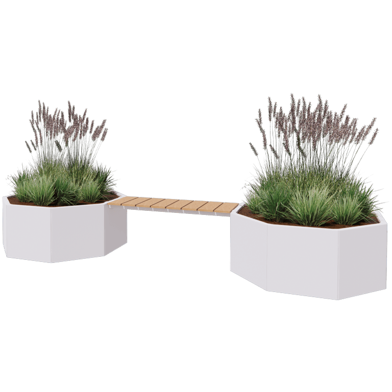 Powder coated steel planter with bench Vegas Chicago