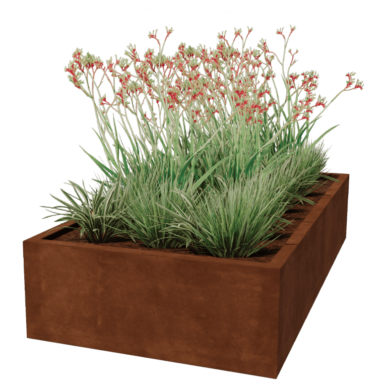 Corten steel welded planters Montana 200 x 100 x 40 cm
