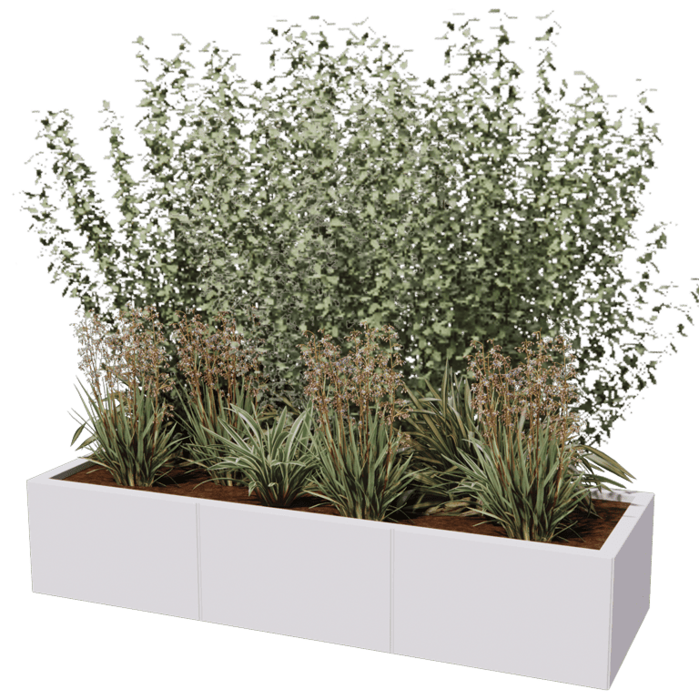 Powder coated steel planter Texas xxl 150 x 50 cm