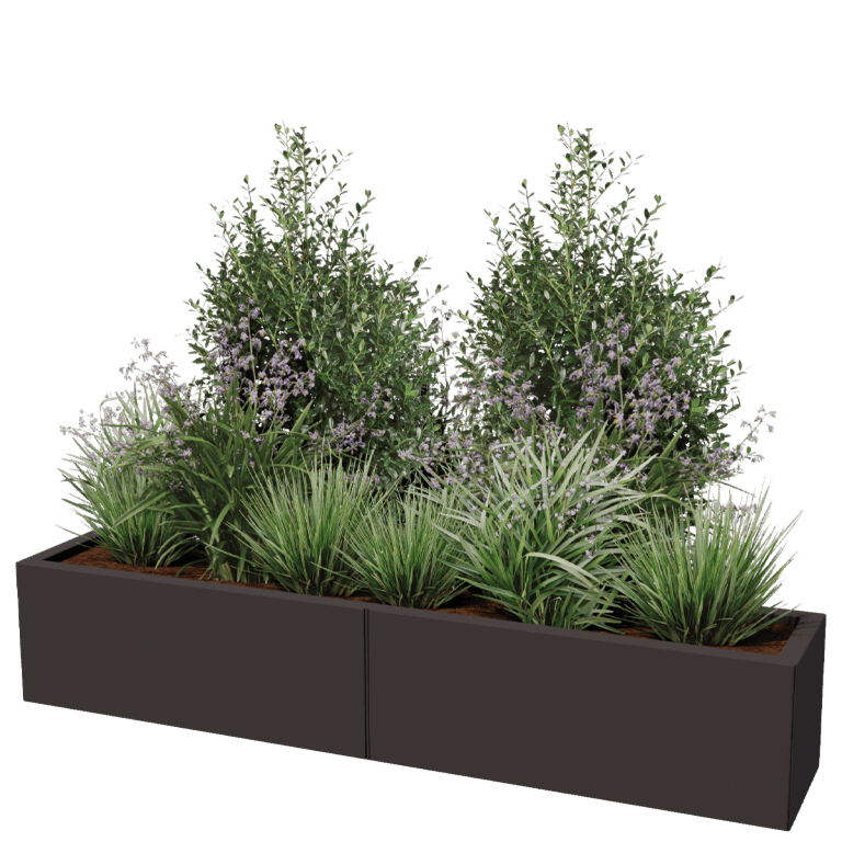 Powder coated steel planter Texas xxl 160 x 30 cm