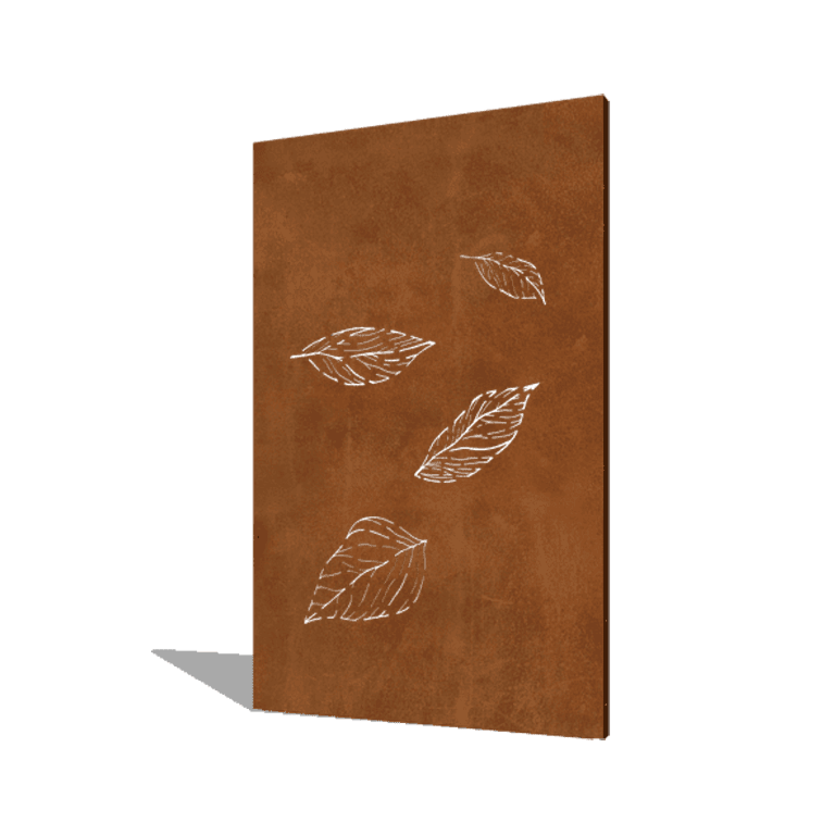Corten steel panel small falling leaves 120 x 6 x 190 cm