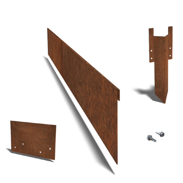 Corten steel border edge flattened 13 cm complete set per 15 metres