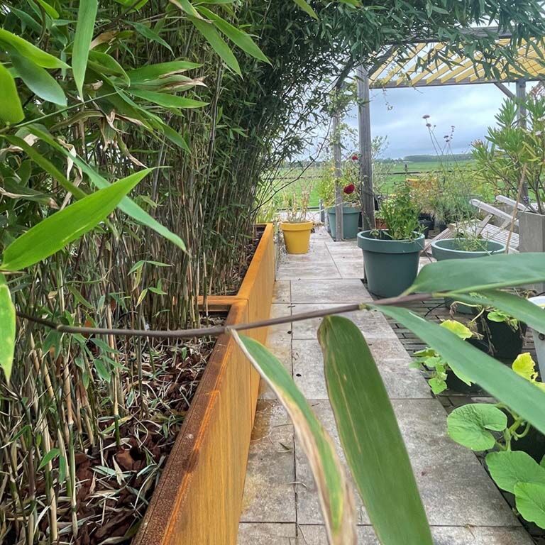 Corten steel welded planters Montana 200 x 50 x 50 cm