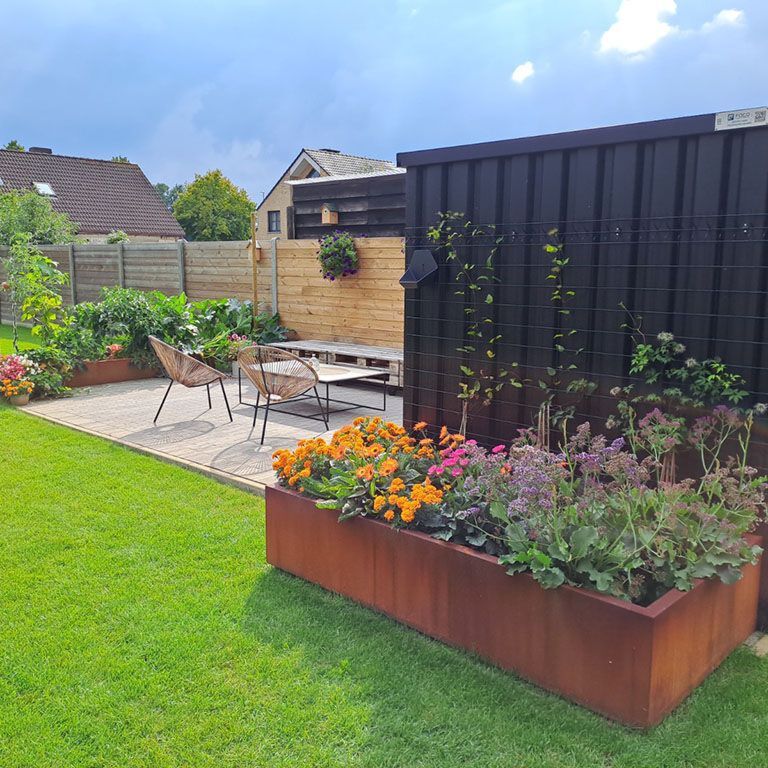 Corten steel welded planters Montana 200 x 100 x 40 cm