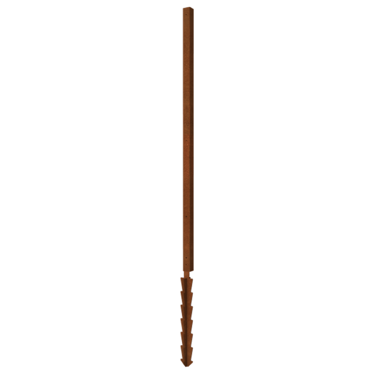corten steel garden panel post corner with support pin 190 x 6 x 6 cm