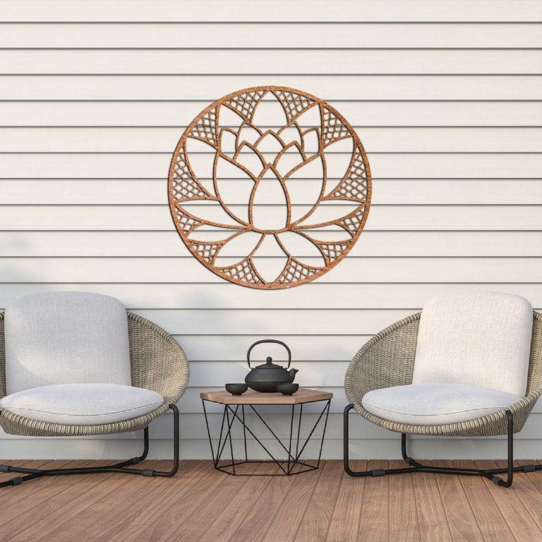 Corten steel wall decor Lotus flower