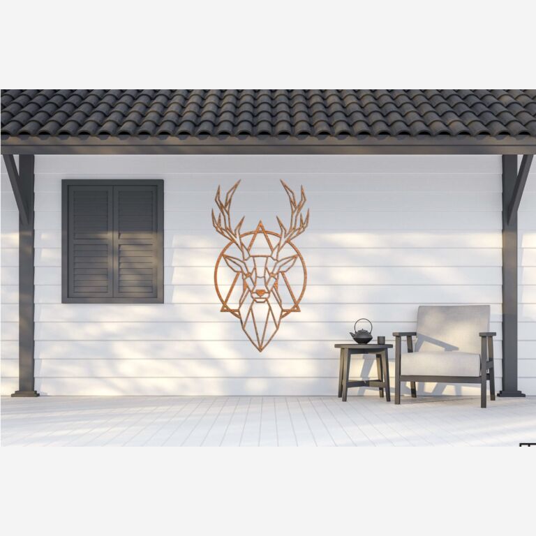 Corten steel wall decor Stag 2.0