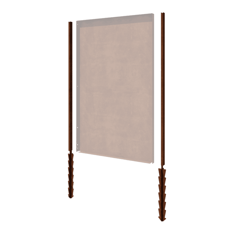 corten steel garden panel post straight with support pin 190 x 6 x 3 cm