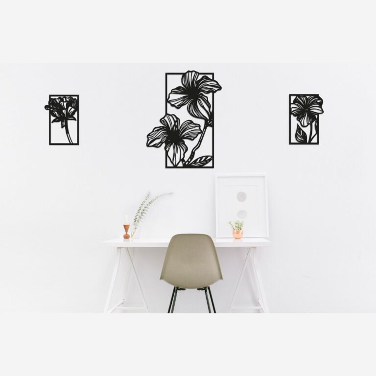 Metal wall decor Flowers 3 parts