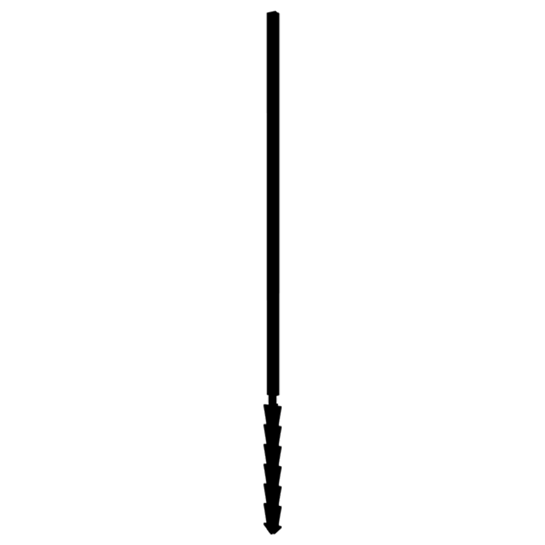 Powder coated garden panel post straight with support pin 190 x 6 x 3 cm