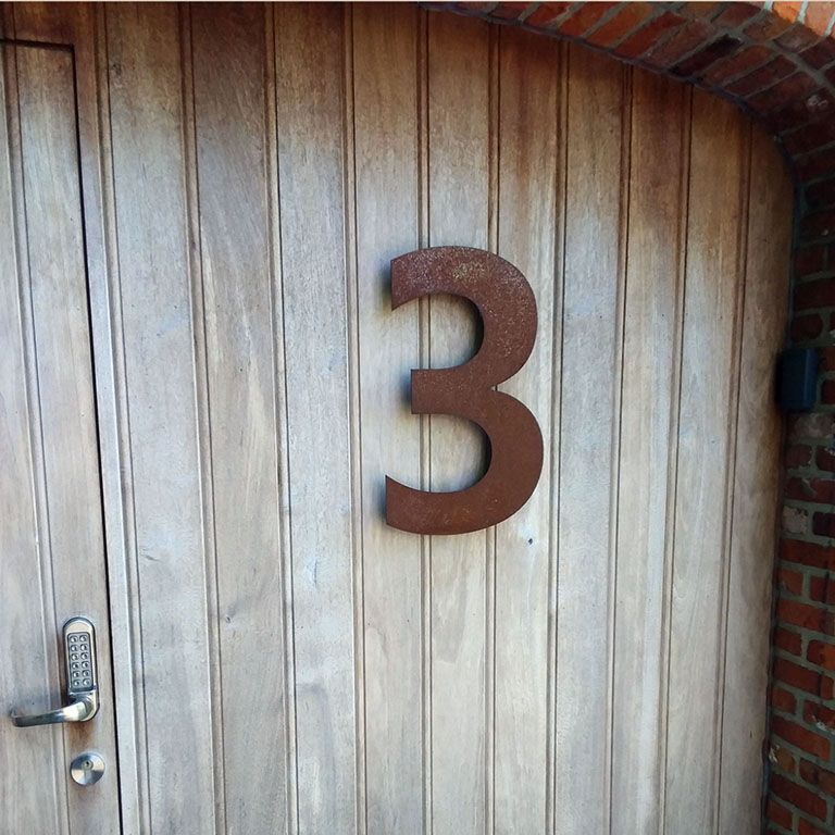 Corten steel house number 3 - 30 cm