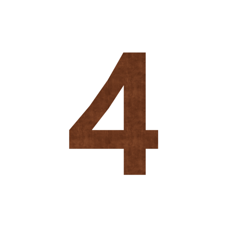 Corten steel house number 4 - 23,3 x 30 cm