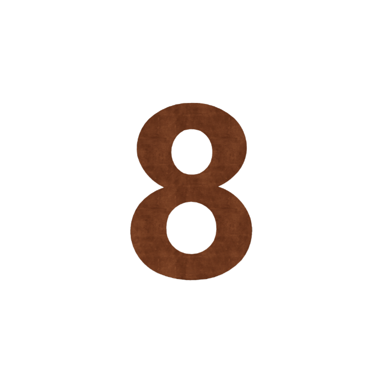 Corten steel house number 8 - 50 cm