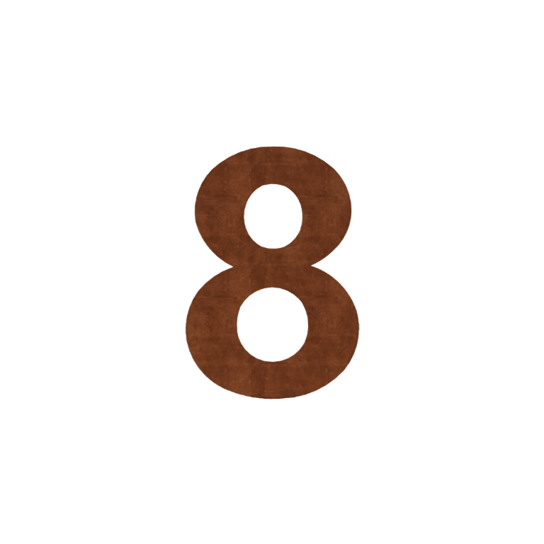 Corten steel house number 8 - 80 cm