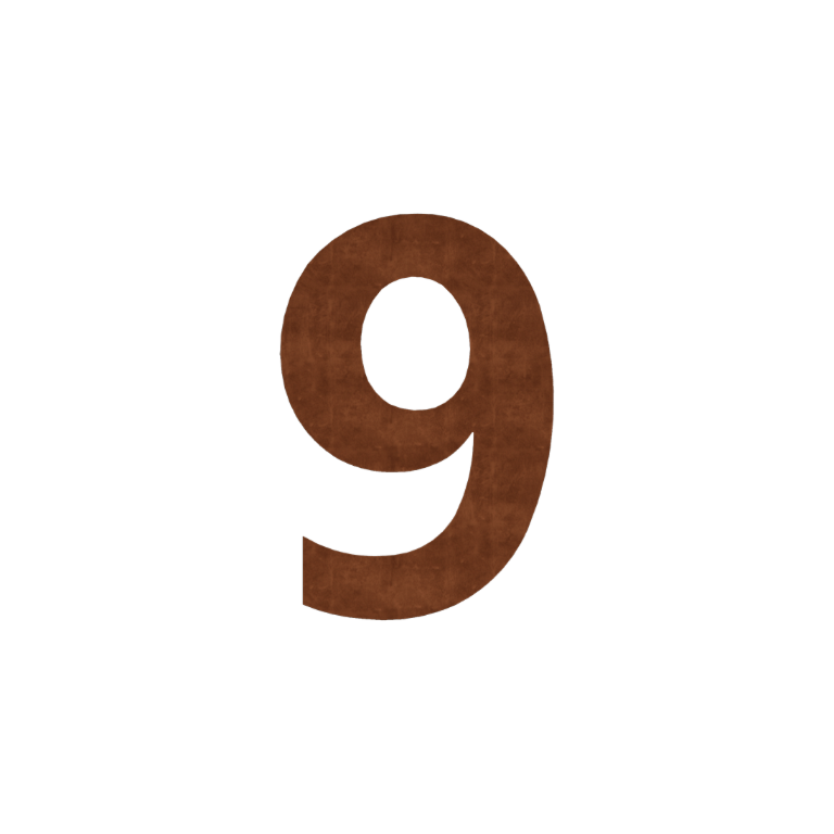 Corten steel house number 9 - 80 cm