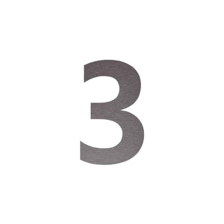 Stainless steel house number 3 - 80 cm
