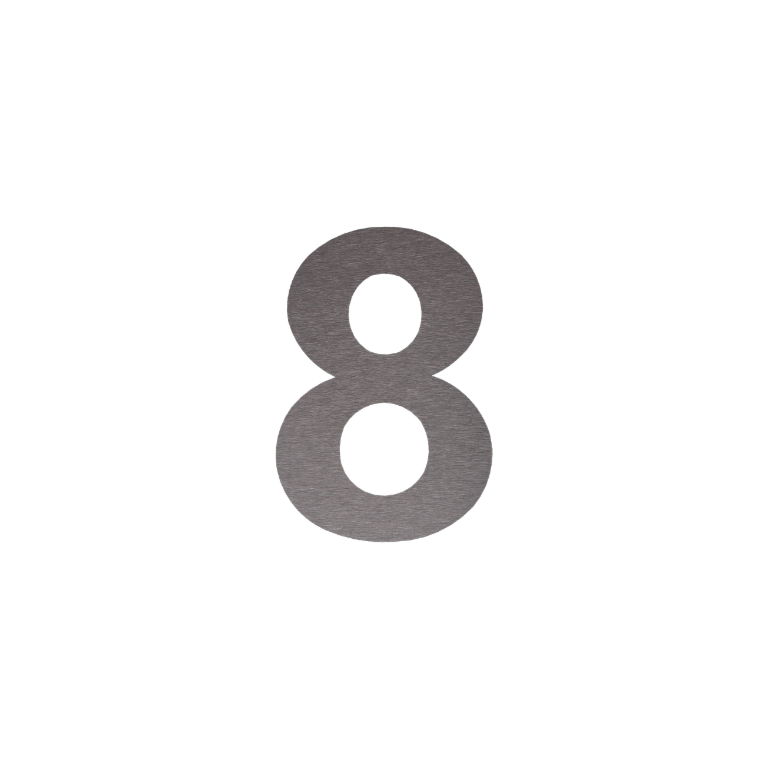 Stainless steel house number 8 - 10,3 x 15 cm - Brushed
