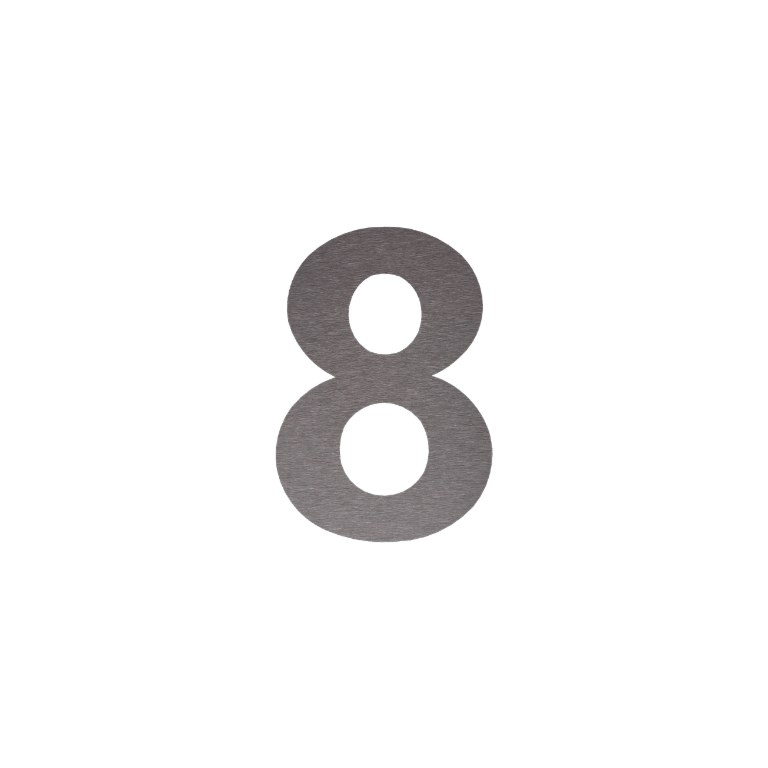 Stainless steel house number 8 - 10,3 x 15 cm - Self adhesive