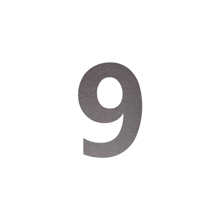 Stainless steel house number 9 - 10 x 15 cm - Self adhesive