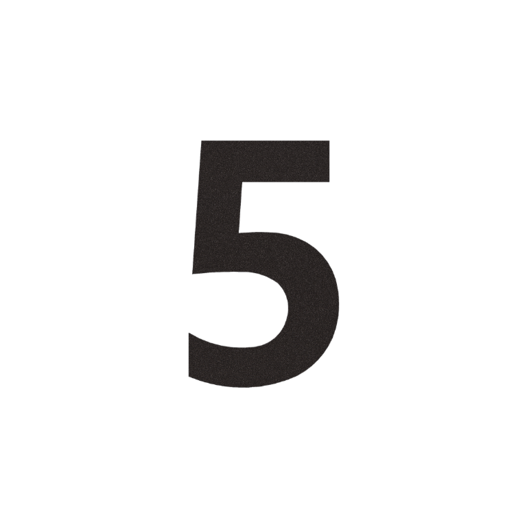 Black Stainless steel house number 5 - 15 cm