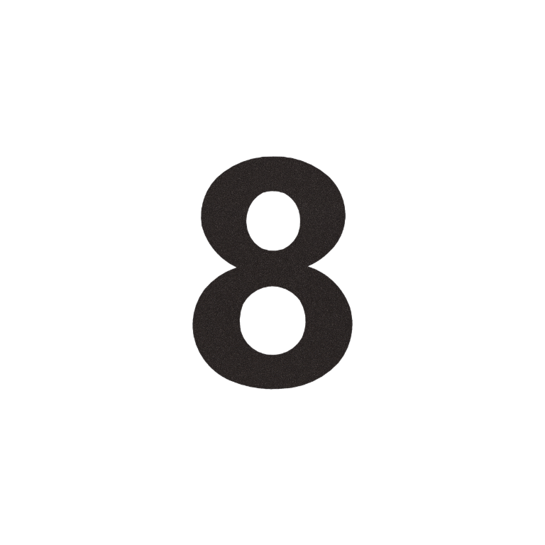 Stainless steel house number 8 - 20,7 x 30 cm - RAL9005 fine texture (black)