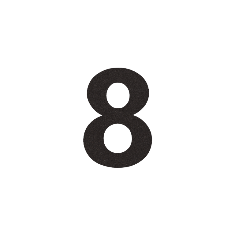 Stainless steel house number 8 - 55,2 x 80 cm - RAL9005 fine texture (black)