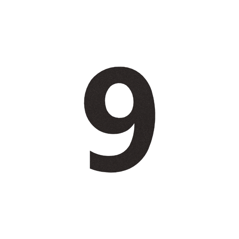 Stainless steel house number 9 - 53,8 x 80 cm - RAL9005 fine texture (black)