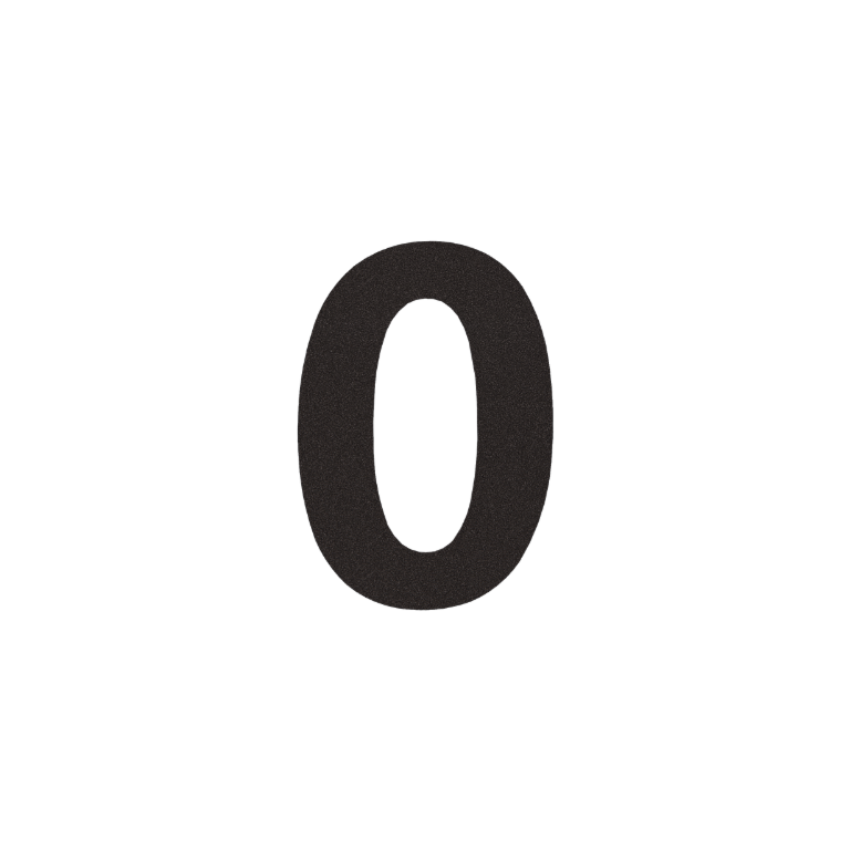 Stainless steel house number 0 - 10,4 x 15 cm - RAL9005 fine texture (black) - Self adhesive
