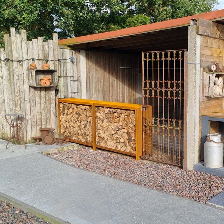 Corten steel log storage Indiana 100 x 120 x 40 cm