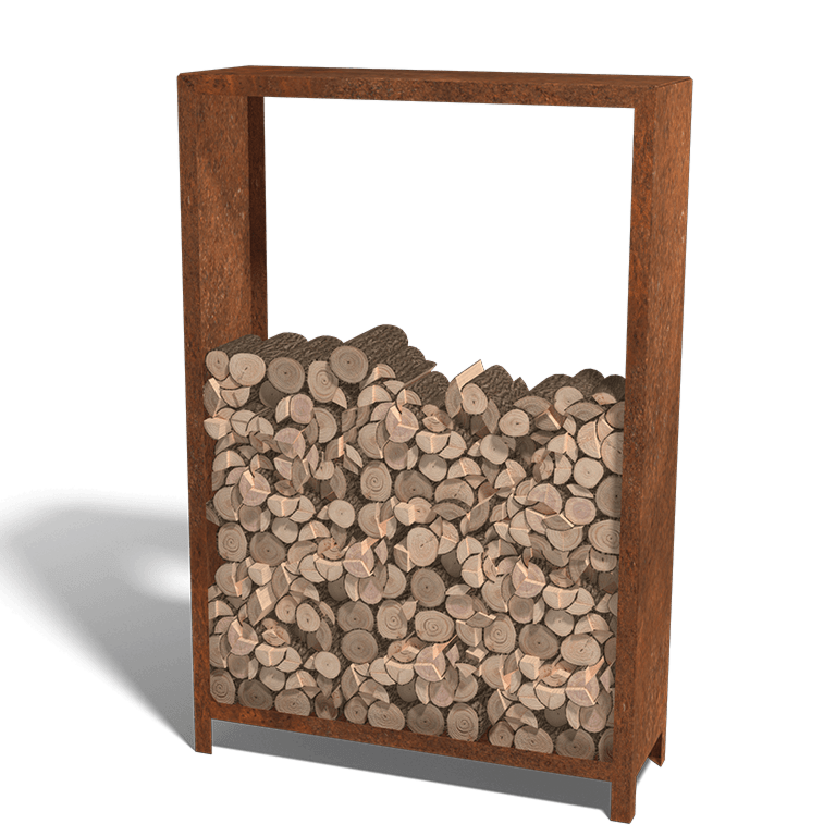Corten steel log storage Indiana 180 x 120 x 40 cm